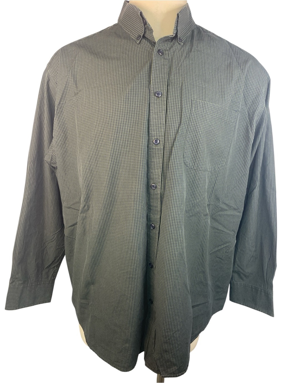 Rounded and Yorke Long Sleeve Button-Up Shirt Dark Green Check Men’s 2XB